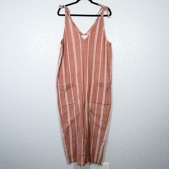 Wax‎ & Cruz Rust Orange Striped The Cabiria Jumpsuit Size Medium/Large - Picture 1 of 5
